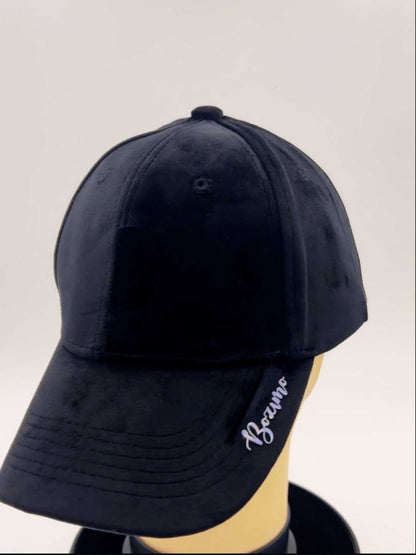 base ball cap - Velvet fabric - BLACK