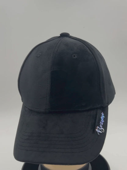 base ball cap - Velvet fabric - BLACK